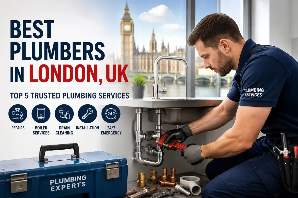 Professional plumber repairing kitchen sink in London UK